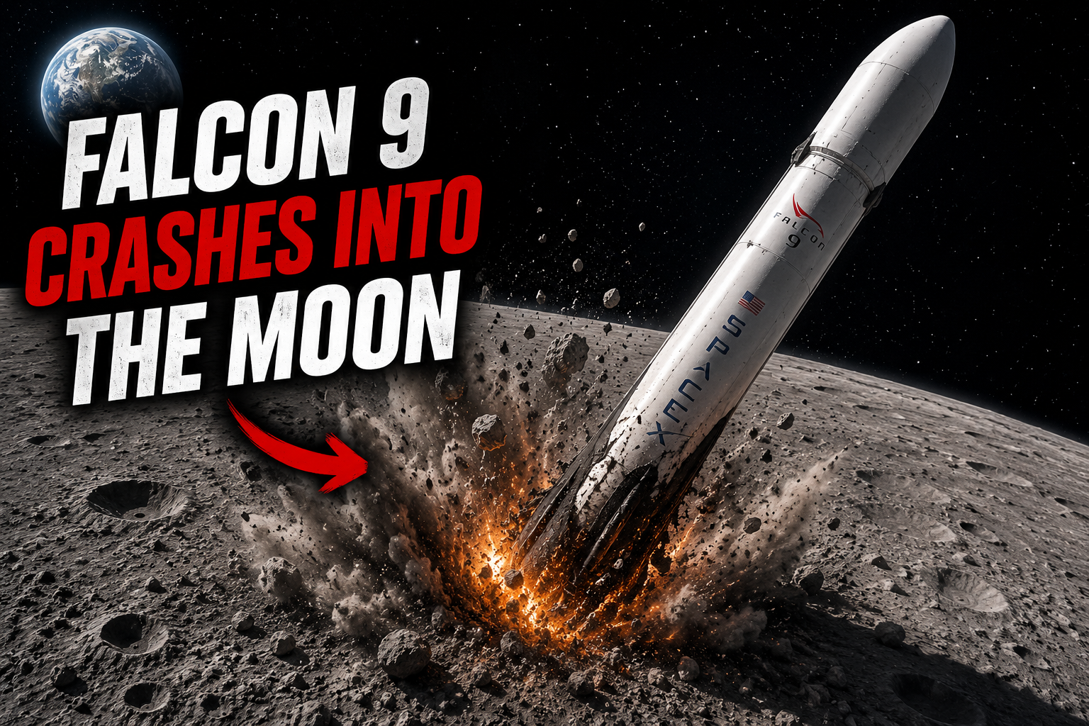 SpaceX Falcon 9 rocket will crash into the moon release countdown cover image
